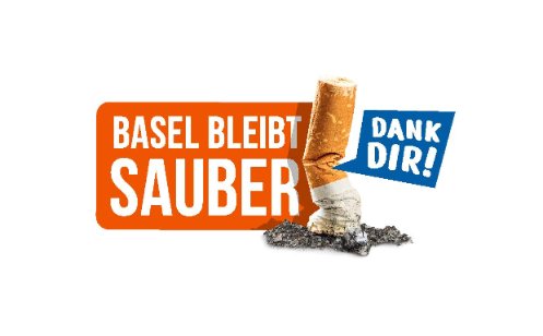 Slogan "Basel bleibt sauber dank dir" mit ausgedrückter Zigarette