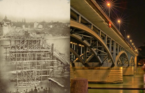 Bau der alten Wettsteinbrücke und neue Wettsteinbrücke